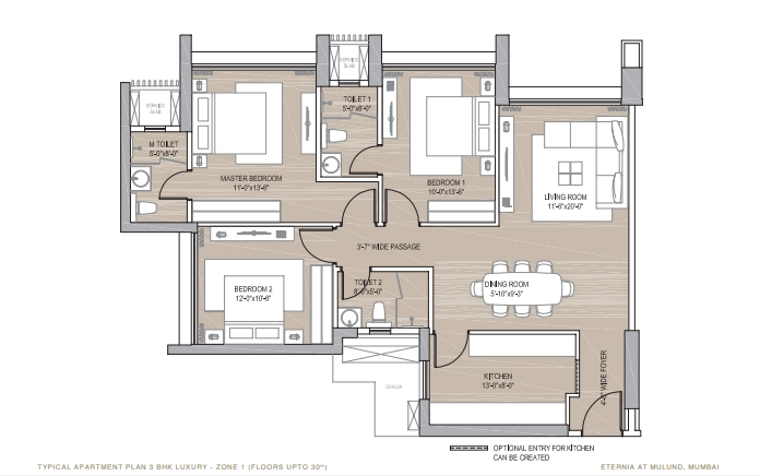 3 BHK Floor Plan